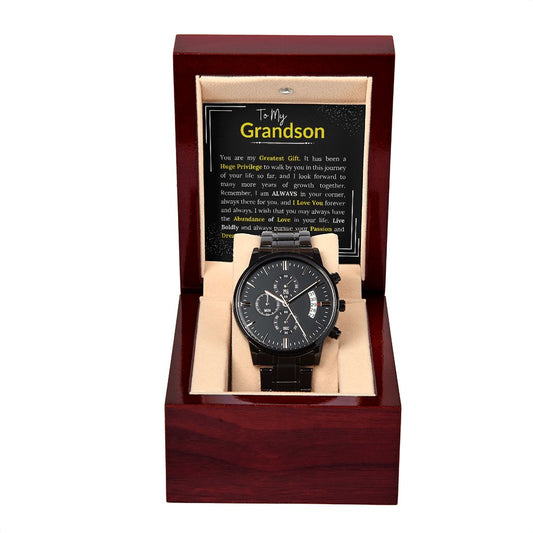 To My Grandson | Black Chronograph Watch