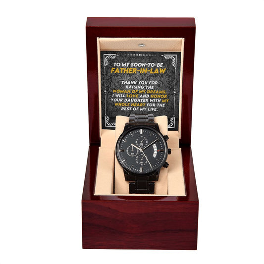 To My Father-N-Law | Black Chronograph Watch